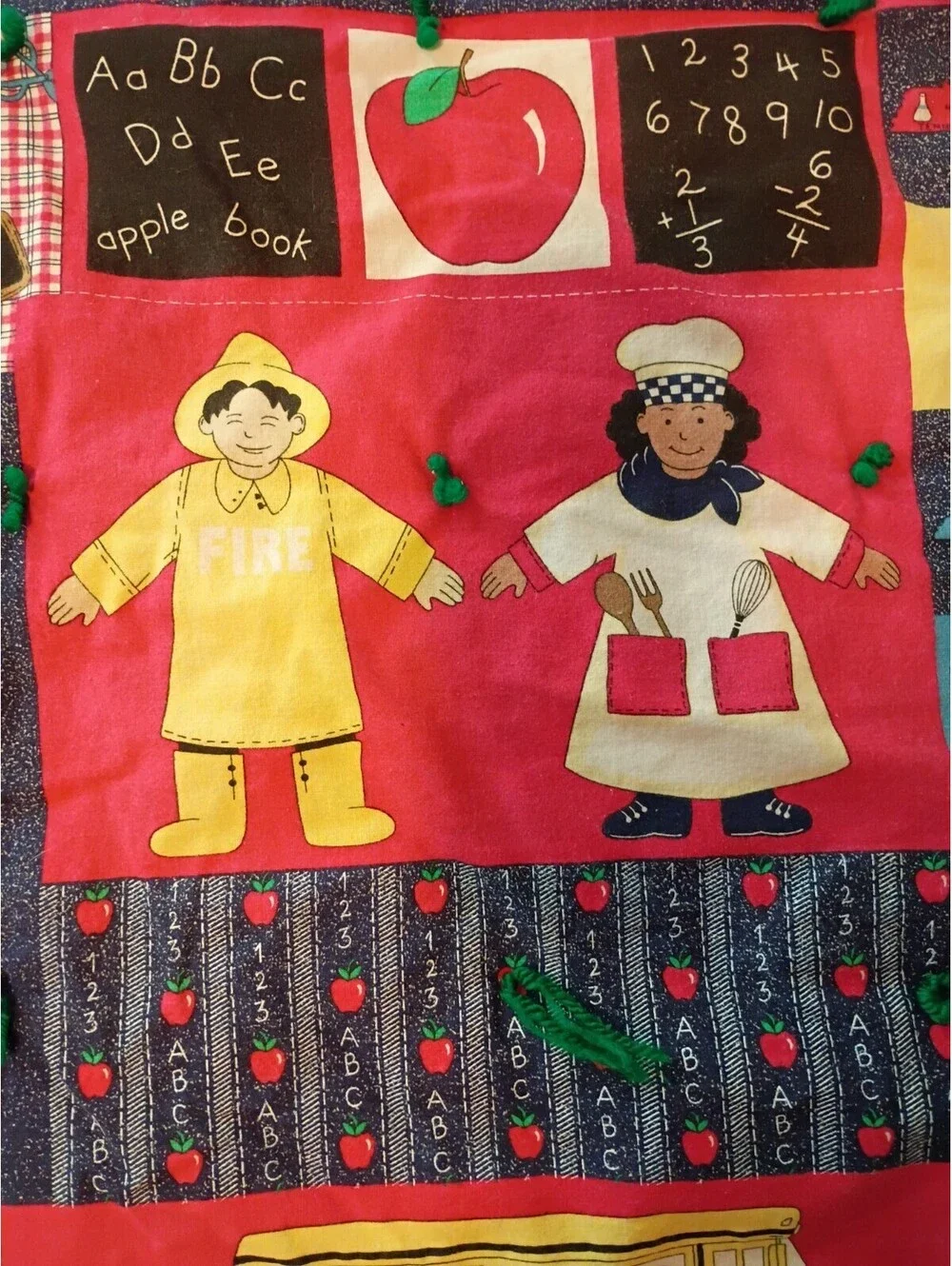 90s Handmade Baby/Toddler/Lap Quilt Children School Learnin & Green Back 33